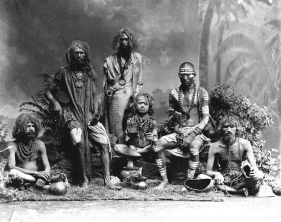 A group of sadhus, or fakirs, Hindu holy men