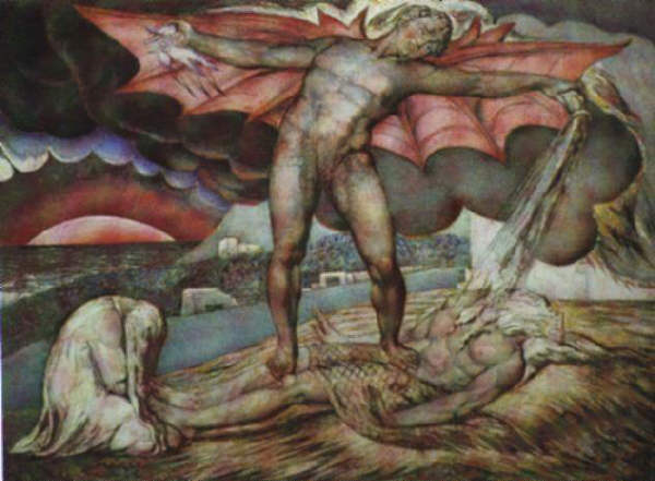 Satan Inflicting Boils on Job by  William Blake