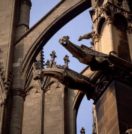 Gargoyles and Flying Buttresses. Metz, France