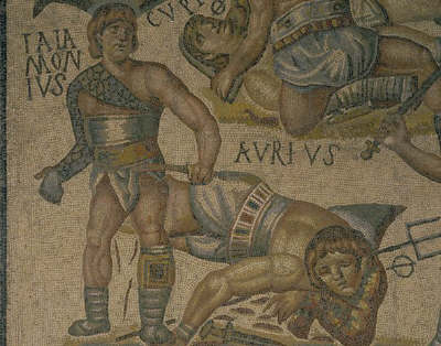 Mosaic of a Gladiator Fight from Torre Nuova 320 A.D.