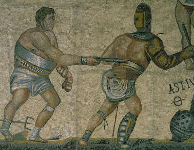 Mosaic of a Gladiator Fight from Torre Nuova 320 A.D.