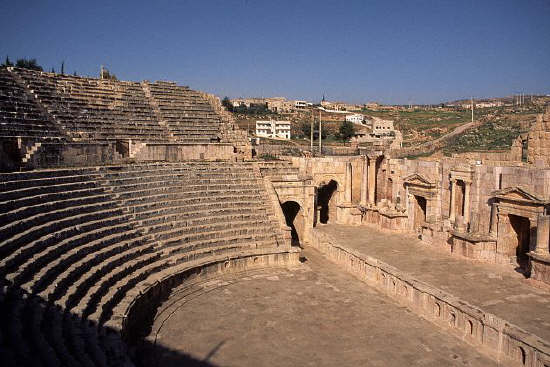 South Theatre in the Roman city of Jerash, Jordan