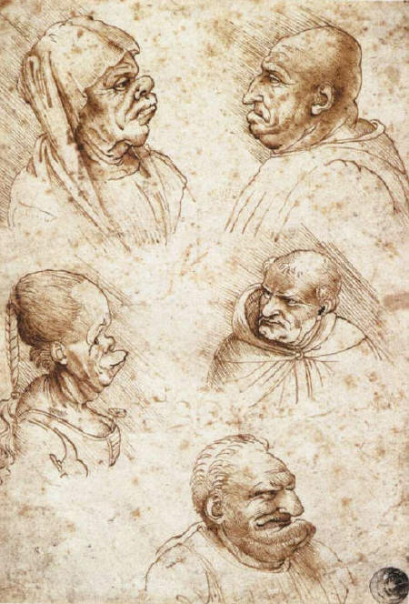 Leonardo da Vinci. Five Grotesque Heads