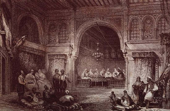 Nineteen Century Engraving of the Interior of a Moorish Palace