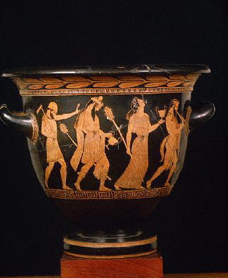 Greek Vase With Scene of Vulcan's Return to Mount Olympus