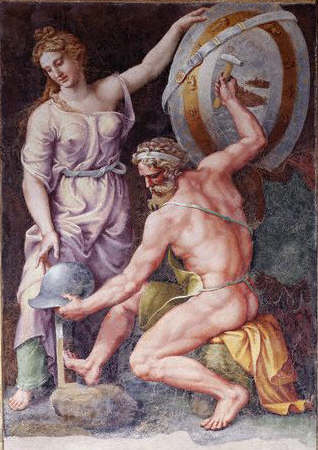 Hephaestus Forging the Arms of Achilles by Giulio Romano ca. 1499-1546