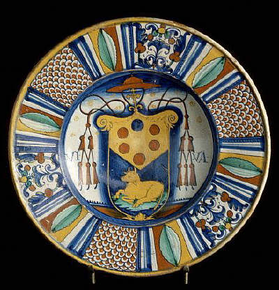 Italian Ceramic Plate With Coat of Arms of Cardinal Medici