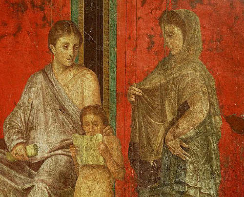 Scenes from Dionysiac Cult. Detail of Two Women and a Boy