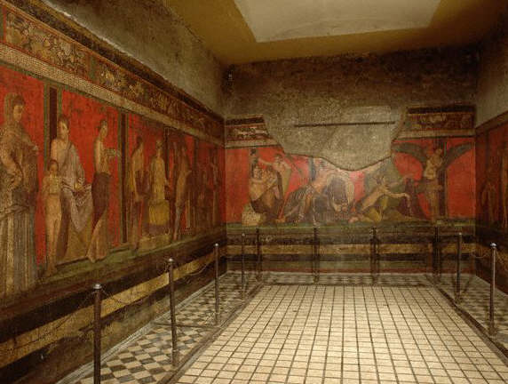 Roman Fresco Painting with Scenes from Dionysiac Cult