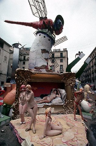 Plaster sculptures stand on display at the Festival of Saint John in Alicante, Spain