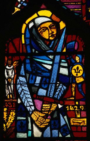 Stained Glass Window with Joan of Arc. 15th c