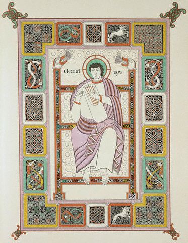 The Royal Psalmist (King David with Harp) from Commentaries on the Psalms by Cassiodorus 8th с