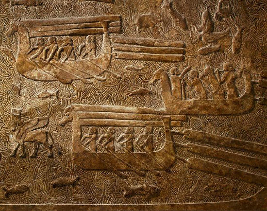 Relief From Palace of Sargon, Transport of Wood in Boats 8 BC