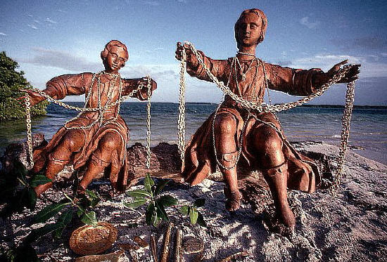 Antique wood statues holds treasure from the shipwreck of the Santa Margarita