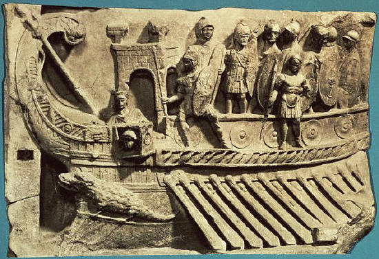 Bas-relief Sculpture of a Roman Warship 30 BC