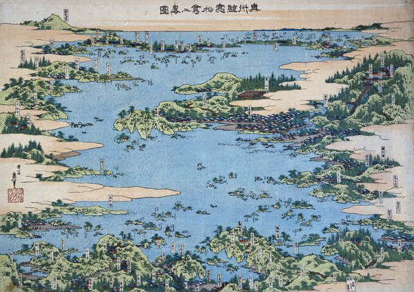 Map of Shiogama and Matsushima in Oshu by Katsushika Hokusai