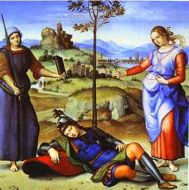 Raphael. Allegory (The Knight's Dream). c.1503-1504