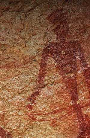 Cave Painting of an Archer With Hat and Wristlet at Cinto de la Letras