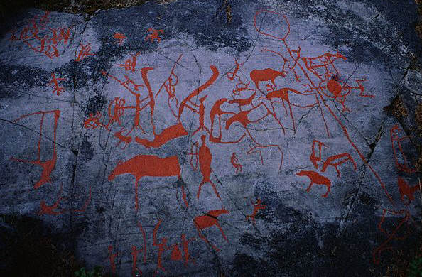 Cave Paintings with Hunting Scenes in Alta, Norway