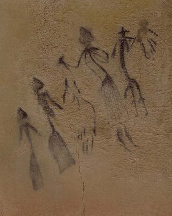 Mesolithic Painting of Women Dancing in Front of a Naked Man from Cova dels Moros