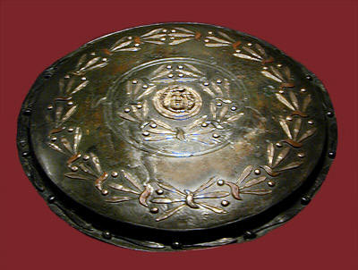 Round shield used by gladiators, head of Medusa in center