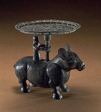 Bronze Dish with Woman and Sacrificial Animal ca. 481-221 B.C.
