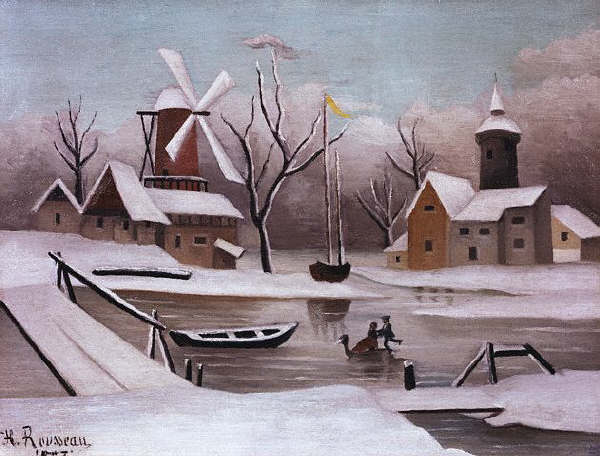 Ice Skaters on a Frozen Pond by Henri Rousseau 1847