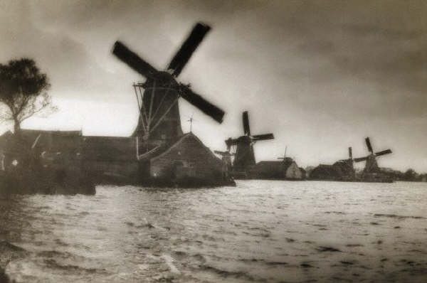 Windmills at Water's Edge. Photographer: E.O. Hoppe, 1928
