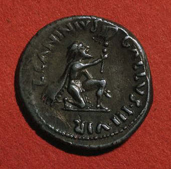 Coin of Augustus Depicting a Surrendering German
