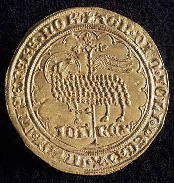 French Gold Coin With the Sheep of John II the Good 14th 