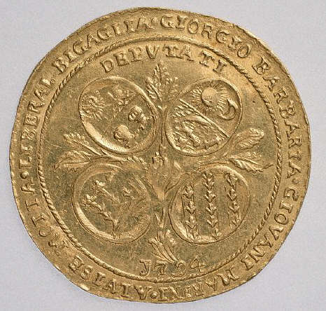 Gold Coin with Coats of Arms in Relief 1794