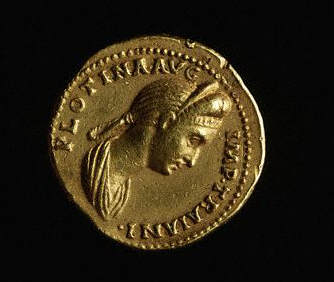 Ancient European Coin With Portrait Head of Plotinus