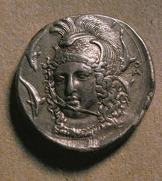 Obverse View of a Silver Tetradrachm of Syracuse