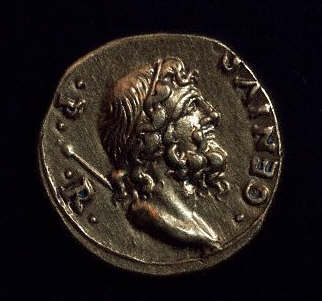 Roman Coin Bearing the Head of Genius 68 A.D.