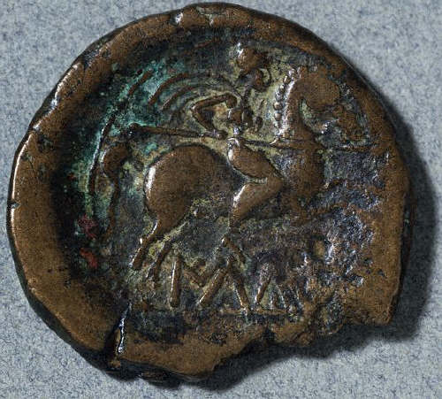 Spanish Roman Coin with a Horseman Carrying a Lance