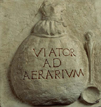 Roman Relief of a Sack of Money Belonging to a Viator ad Aerarium