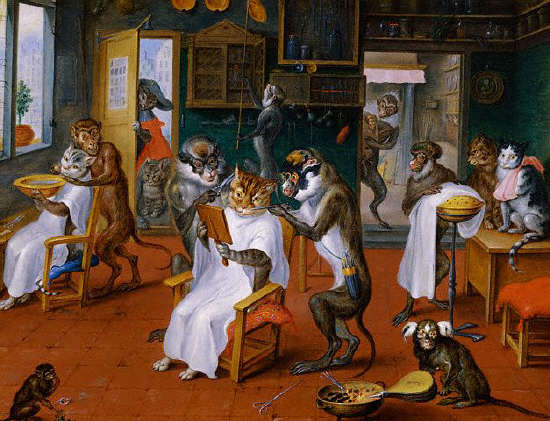 Barbershop with Monkeys and Cats by Abraham Teniers