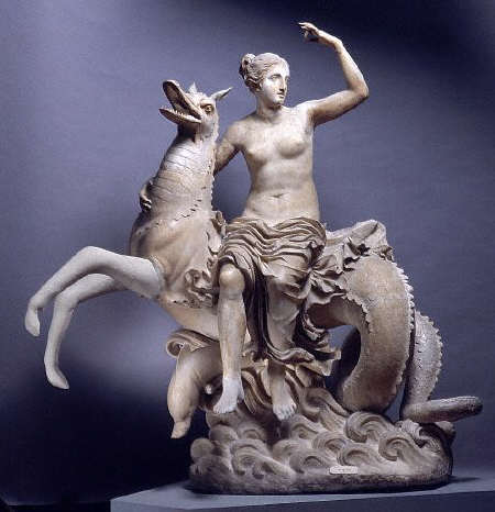 Ancient Roman Sculpture of a Nereid Riding a Sea Serpent