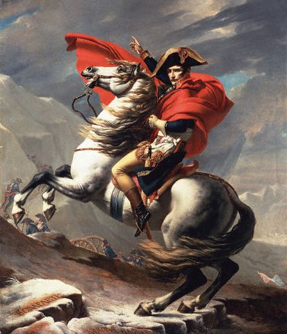 Napoleon on Horseback at the St. Bernard Pass by Jacques-Louis David 1801