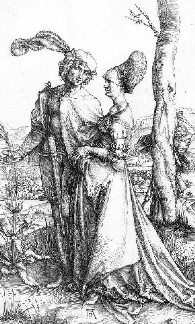Young Couple Threatened by Death or, the Promenadec by A. Durer 1498