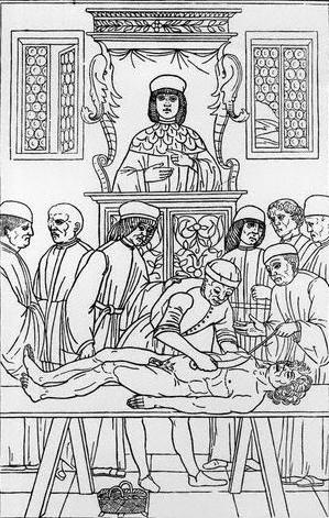 Performance of an Autopsy from the Fasciculus medicinae by Johannes de Ketham, 1493