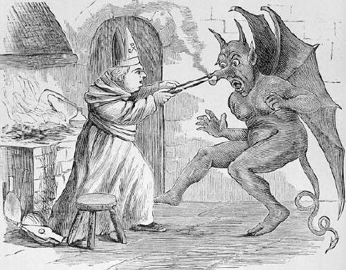 Illustration of Saint Pulling Nose of Devil