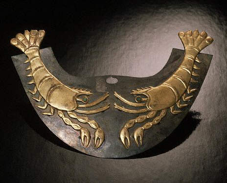 Mochica Metalwork Nose Ornament with Shellfish Designs . 500 AD