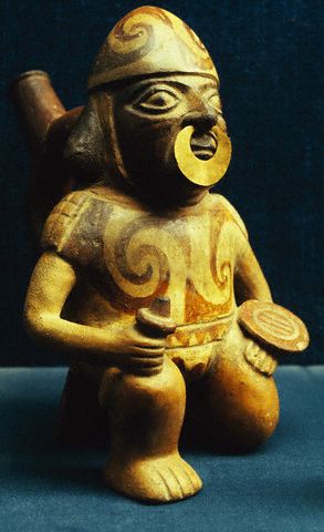 Ceramic Bottle in Figure of Andean Warrior ca. 300 AD