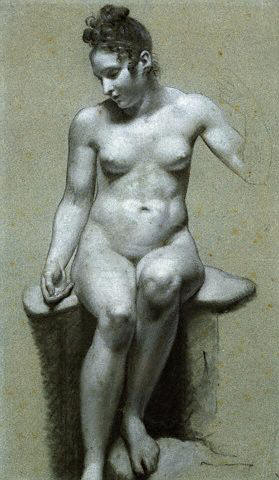 A Seated Female Nude by Pierre-Paul Prudhon