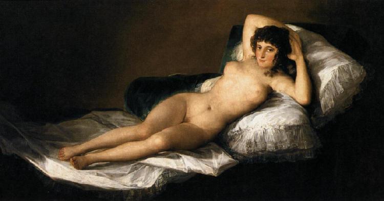 The Nude Maja (La Maja Desnuda) by F. Goya 1799-1800