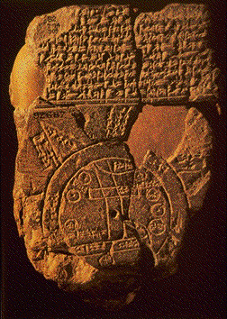 Babylonian clay tablet world map, 600 B.C.