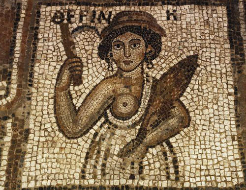 Detail of Autumn from Byzantine Floor Mosaic on Southern Aisle of Petra Church