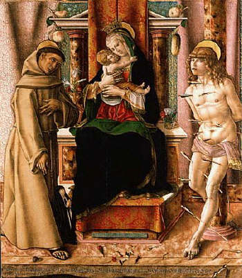 The Virgin and Child With St. Francis and St. Sebastian by Carlo Crivelli 1491