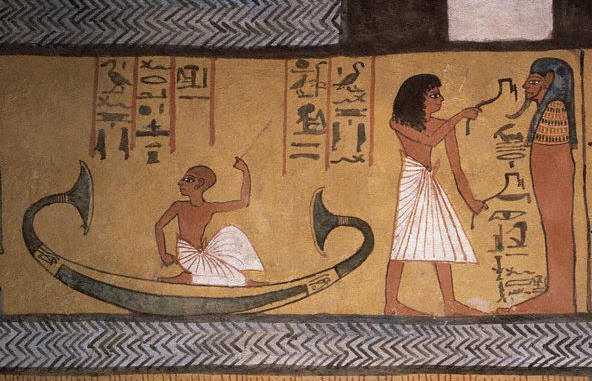 Egyptian New Kingdom Fresco of Spirit Traveling in the Afterlife